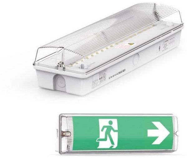 ENOVALITE LED Arbeitsleuchte LED-Fluchtwegleuchte, Notausgang mit Notstrom, TEST-Funktion, IP65, LED fest integriert, Tageslichtweiß, Fluchtwegleuchte, Notleuchte, Fluchtweg, Notbeleuchtung, Notfallakku