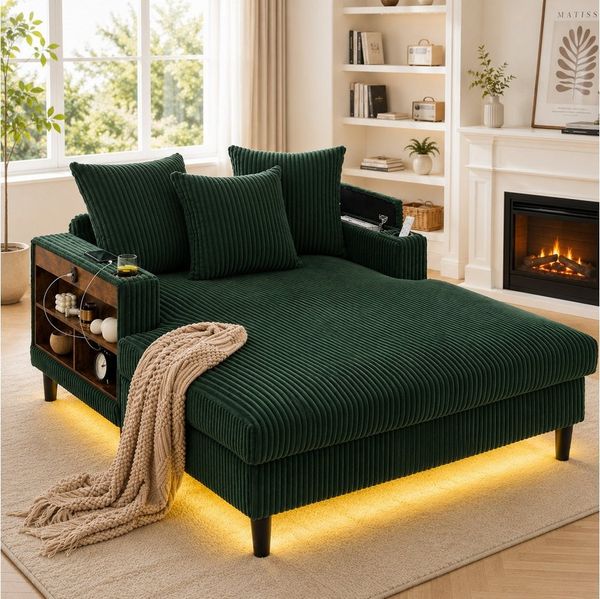 Odikalo Schlafsofa Chaiselongue Loungesofa Polstersofa Freizeitsofa USB Velvet Mehrfarbig
