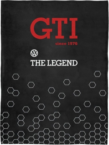 BRISA VW Collection - Weiche Volkswagen Kuschel-Fleece-Schmuse-Decke im VW Golf GTI Design (150x200 cm/GTI The Legend/Schwarz)