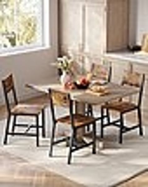 VASAGLE Esszimmerstühle, Küchenstühle, 4er Set, Metallrahmen, für Esszimmer, Wohnzimmer, Küche, vintagebraun-tintenschwarz