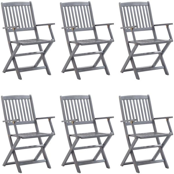 vidaXL Klappbare Gartenstühle 6 Stk. mit Sitzkissen Massivholz Akazie 3065416 Bild 2