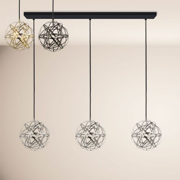 s.luce Atom LED Esstisch-Pendelleuchte 2 bis 5-flammig Balken 120cm Chrom