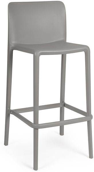 Barhocker Sirol 4er-Set aus Kunststoff, modernes Design, grau, mit Fußstütze, UV-beständig