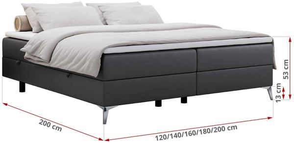 Boxspringbett - Doppelbett mit Multipocket-Matratze - LESS -140x200 - Dunkelgrau Kunstleder - H4 Bild 5