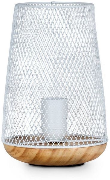 Levandeo® Nachttischlampe, Tischlampe Metall Weiß H22cm Holz Lampe Standleuchte Leuchte Deko