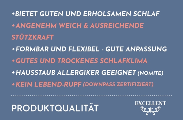 Excellent Kopfkissen Venedig, Kopfkissen 1-tlg. oder 2 -tlg, Füllung: weiße neue Federn und Daunen, Klasse I, 85% Federn / 15% Daunen, Bezug: Köper-Inlett, 100% Baumwolle, Bauchschläfer, Rückenschläfer, Seitenschläfer, Spar-Set, 2 Kopfkissen, Kopfkisse... Bild 3