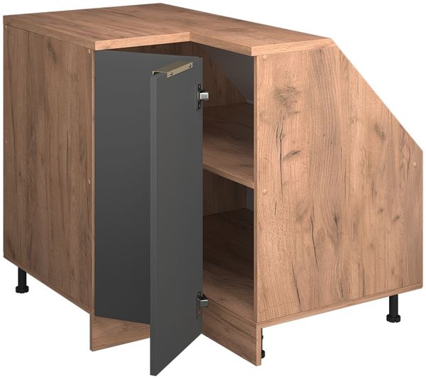 Eck-Küchenschrank für Dachschrägen R-Line Anthrazit-Gold 75.6 cm mit 1 Tür, Schrankkorpus 60 cm Tiefe Vicco Bild 3