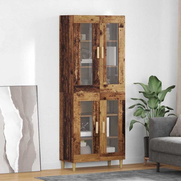Highboard, BuffetSchrank, Büroschrank Altholz 69,5 x 34 x 180 cm Holzwerkstoff
