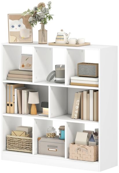 Bücherregal mit 8 Fächern, Holzwerkstoff, 97,5 x 30 x 100 cm, Weiß Bild 4