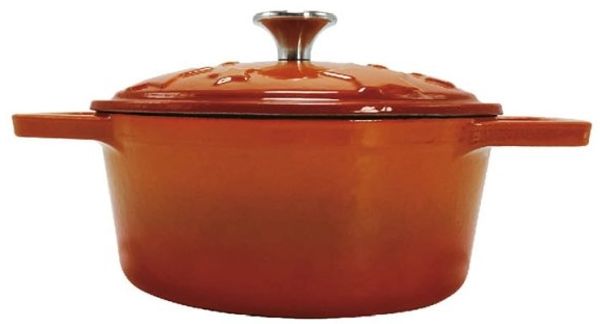 Grillfürst Dutch Oven Sternentöpfchen / Gusseisen Bräter - emailliert - S - orange