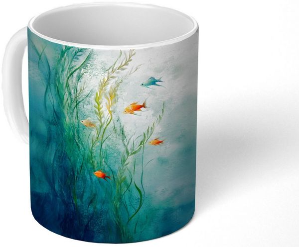 MuchoWow Tasse Wasserpflanzen - Fische - Farbenfroh - Wasser, 1-tlg, Keramik, Kaffeetassen, Teetasse, Becher, Kaffeebecher, Geschenk