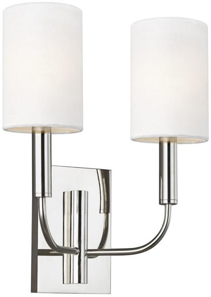Wandlampe, Stahl Nickel, H 35,9 cm