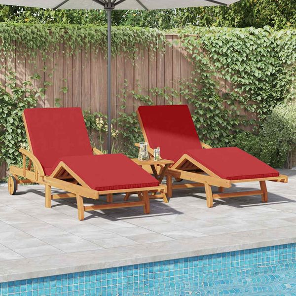 vidaXL Sonnenliege 2 pcs Rot 200 x 67 x 84cm Massivholz Akazie 3325180