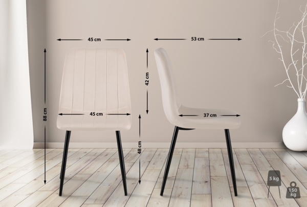 CLP Esszimmerstuhl gepolstert Dijon, mit Ziernähten & Bodenschonern,creme Samt Bild 2