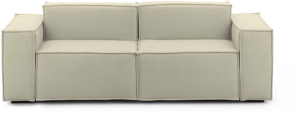 Dmora 2-Sitzer festes Sofa Lepidolite, modulares lineares Sofa, modernes Wohnzimmersofa aus Stoff, 100 % Made in Italy, cm 220x95h70, Beige