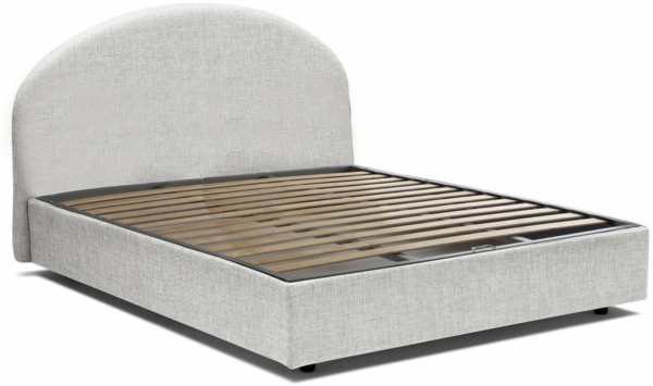 Dmora Doppelbett Fiorella, Bettkasten mit Stoffbezug, 100 % Made in Italy, Öffnung vorne, geeignet für Matratzen 160 x 200 cm, Weiß Bild 1