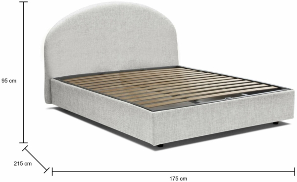 Dmora Doppelbett Fiorella, Bettkasten mit Stoffbezug, 100 % Made in Italy, Öffnung vorne, geeignet für Matratzen 160 x 200 cm, Weiß Bild 3