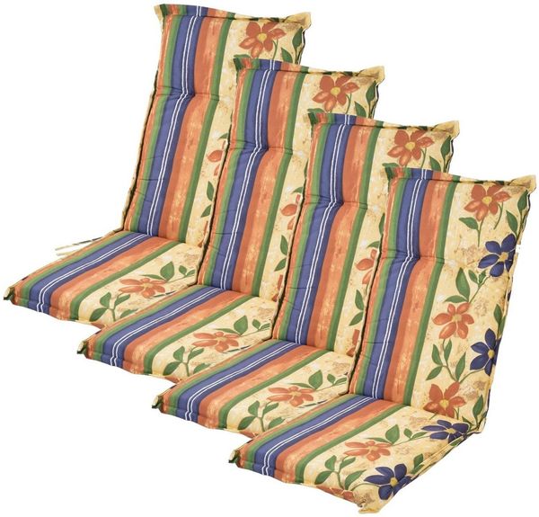 4x Polsterauflage Hochlehner Gartenstühle Sitzkissen Sesselauflage Sitzauflage
