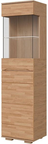 OTTO home Vitrine VETRO: Fronten aus Massivholz, Korpus aus Melamin, 1Glastür Eiche B/T/H:50/40/190cm,3Variable einlegeboden,Türanschlag L/R,5Fächer