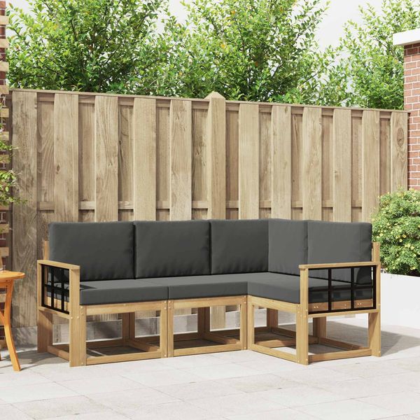 vidaXL Outdoor-Sofagarnitur mit Kissen 4 pcs Weiß und Anthrazit 3387571