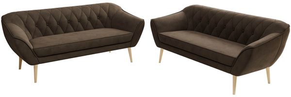 Wohnzimmerset Möbelset PIRS 3-3, Armlehnen, Wellenfederung, Buche Füße, Dreisitzer Sofa, Polstermöbel Set - Hellgrau Velvet Bild 8
