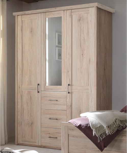 Kleiderschrank >Lebbie< in San Remo Eiche - 150x212x62cm (BxHxT)