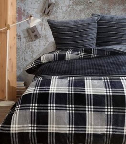 One Home Bettwäsche Winter Cashmere Touch, Fleece, 3 teilig, flauschig warmes Teddy Plüsch, kariert Doppelbett Bild 6