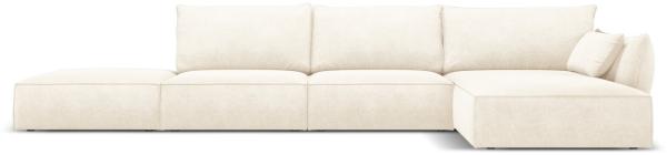 Micadoni 5-Sitzer Ecke rechts Sofa Kaelle | Bezug Light Beige | Beinfarbe Black Plastic
