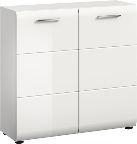 Kommode (B/H/T: 80x81x34 cm) in weiß hochglanz tiefzieh