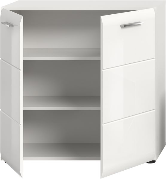 Kommode (B/H/T: 80x81x34 cm) in weiß hochglanz tiefzieh Bild 3