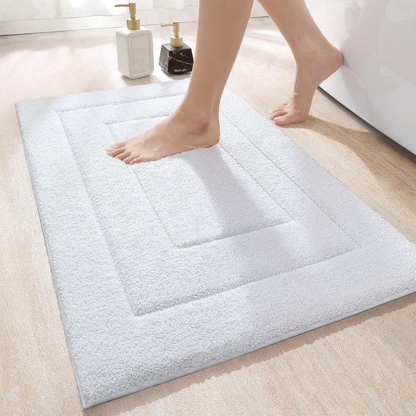 ABC Badematte 60 x 90 cm, rutschfest, weicher Badeteppich, saugfähige Badematte, maschinenwaschbar für Dusche, Badewanne und Toilette