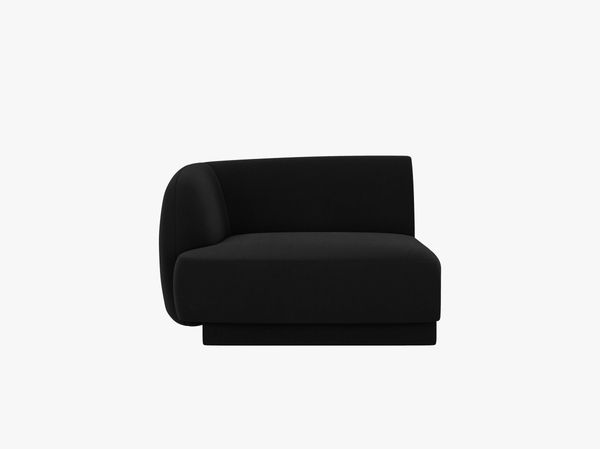 Micadoni Eckmodul Miley 1-Sitzer Links Samtstoff Bluvel Schwarz
