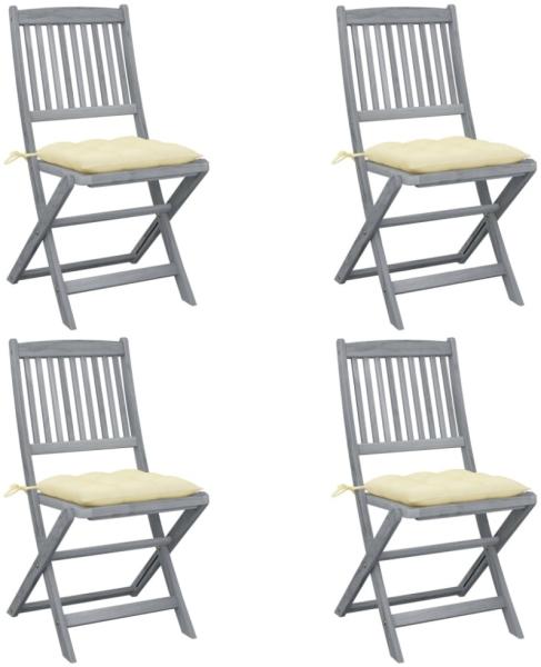 vidaXL Klappbare Gartenstühle 4 Stk. mit Kissen Massivholz Akazie 3064580