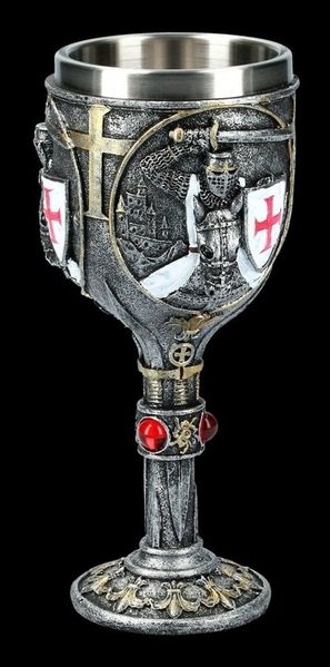 Figuren Shop GmbH Becher Ritter Kelch - First Knight - bunt - Nemesis Now Mittelalter, Kunststein (Polyresin), Edelstahl