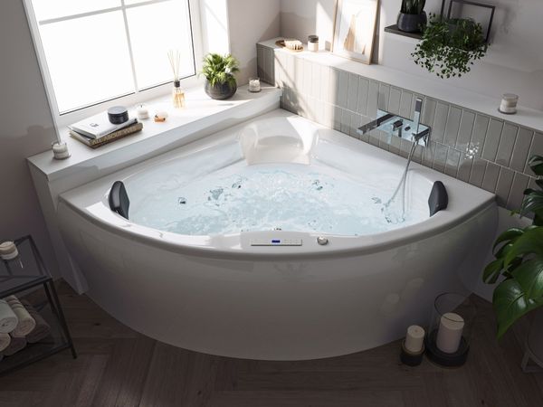 Eck Whirlpool Selene 140x140x59 Made in Germany 22 Düsen ohne Armatur : Ohne Armaturen