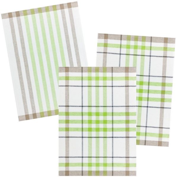 Kracht Geschirrtuch Blockstreifen, (Set, 3-tlg, 3-teilig), 3er Pack Geschirrtücher ca. 50x70cm Halbleinen