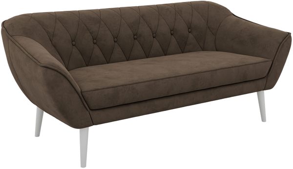 Sofa, Wohnzimmersofa PIRS 3, Skandinavisches Sofa 3-Sitzer, Sofa mit Wellenfederung, weiße Füße, Breite 180 cm Hoher Sitzkomfort - Braun Velvet Bild 8