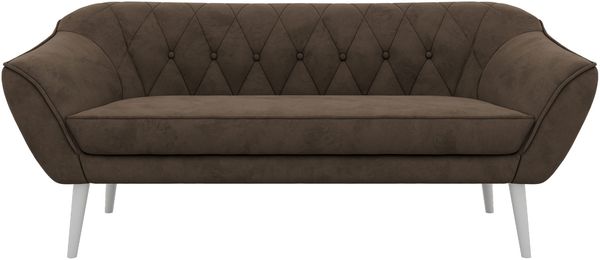 Sofa, Wohnzimmersofa PIRS 3, Skandinavisches Sofa 3-Sitzer, Sofa mit Wellenfederung, weiße Füße, Breite 180 cm Hoher Sitzkomfort - Braun Velvet Bild 7