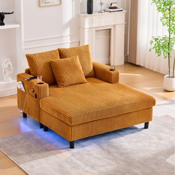 HAUSS SPOLE Schlafsofa mit schlaffunktion,couch Wohnzimmersofa mit LED und USB-Anschlüssen