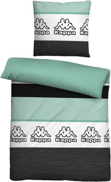 Kappa Linon Bettwäsche 0401502 QUERBALKEN, türkis, 1x 135x200 cm + 1x 80x80 cm