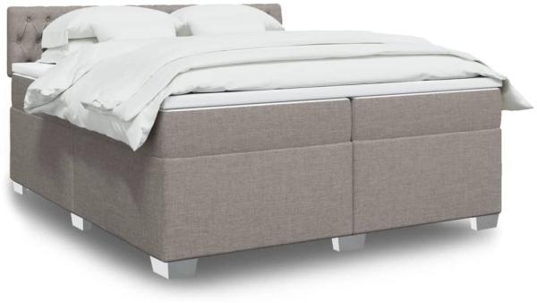 vidaXL Boxspringbett mit Matratze Taupe 200x200 cm Stoff 3288306