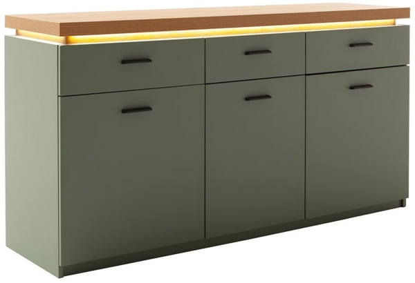 Sideboard Marlena / Moniz, Holzwerkstoff, Grün, Holzfarben, 156 x 83 x 44 cm