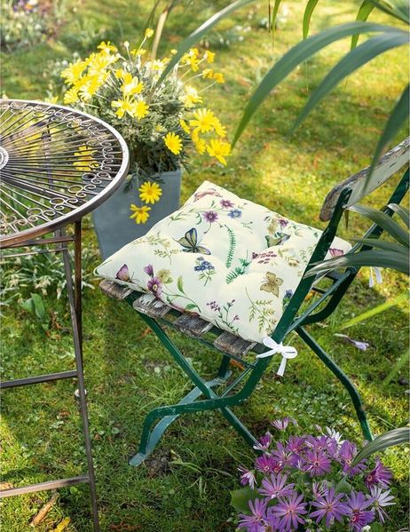 Home-trends24. de Stuhlkissen Blumen 38 x 38 cm Stuhlauflage Auflagekissen Kissen Wasserabweisend, Wasser - und schmutzabweisend