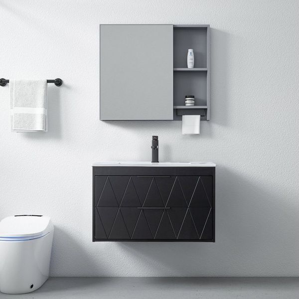 UEV Waschbeckenunterschrank 60cm/75cm/90cm hängend (Badezimmmer Möbel für Gäste WC) Schubladen mit Soft-close, Badmöbel Set für Badezimmer