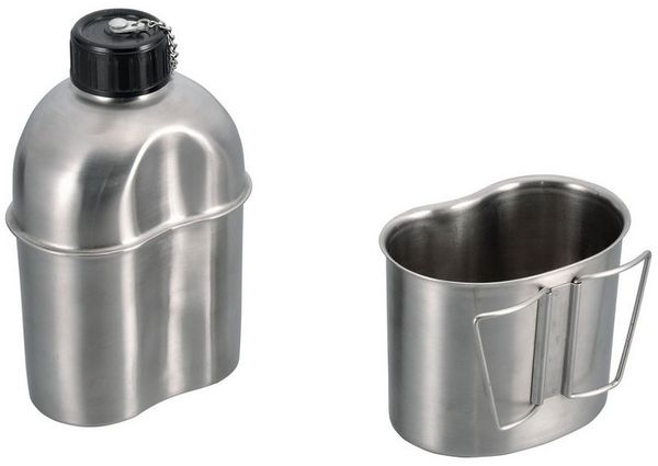Origin Outdoors Trinkflasche Robuste Edelstahl-Trinkflasche – Outdoor Feldflasche 1 L