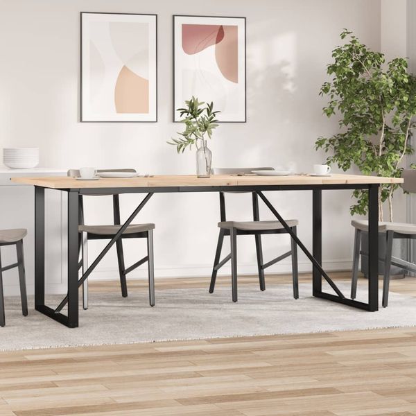 vidaXL Esstisch O-Gestell 200x100x75,5cm Massivholz Kiefer & Stahl 3282745
