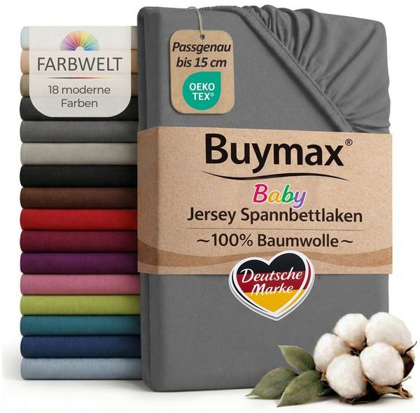 Buymax Spannbettlaken Babybett Kinderbett 60x120cm 70x140cm, Jersey 100% Baumwolle, Gummizug: Rundumgummi, (1 Stück), bis 15 cm Matratzenhöhe, weich, atmungsaktiv, hautfreundlich