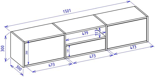 Selsey 'Framme' hängendes TV-Board mit drei Klappen und einer Ablage, Holzoptik Eiche, 150 cm Bild 5