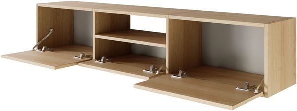 Selsey 'Framme' hängendes TV-Board mit drei Klappen und einer Ablage, Holzoptik Eiche, 150 cm Bild 4