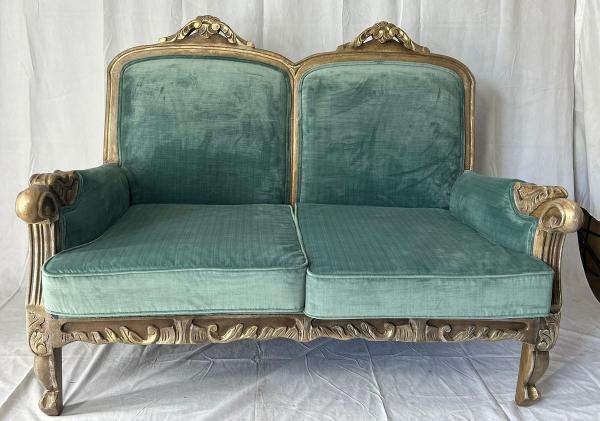 Casa Padrino Luxus Barock Sofa Grün / Braun 120 cm - Barockstil Möbel